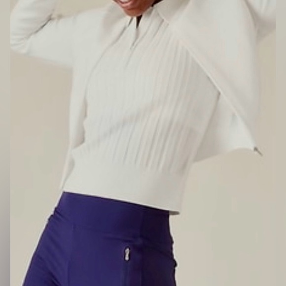 Athleta White Ribbed sweater vest. Sz L - Picture 7 of 16